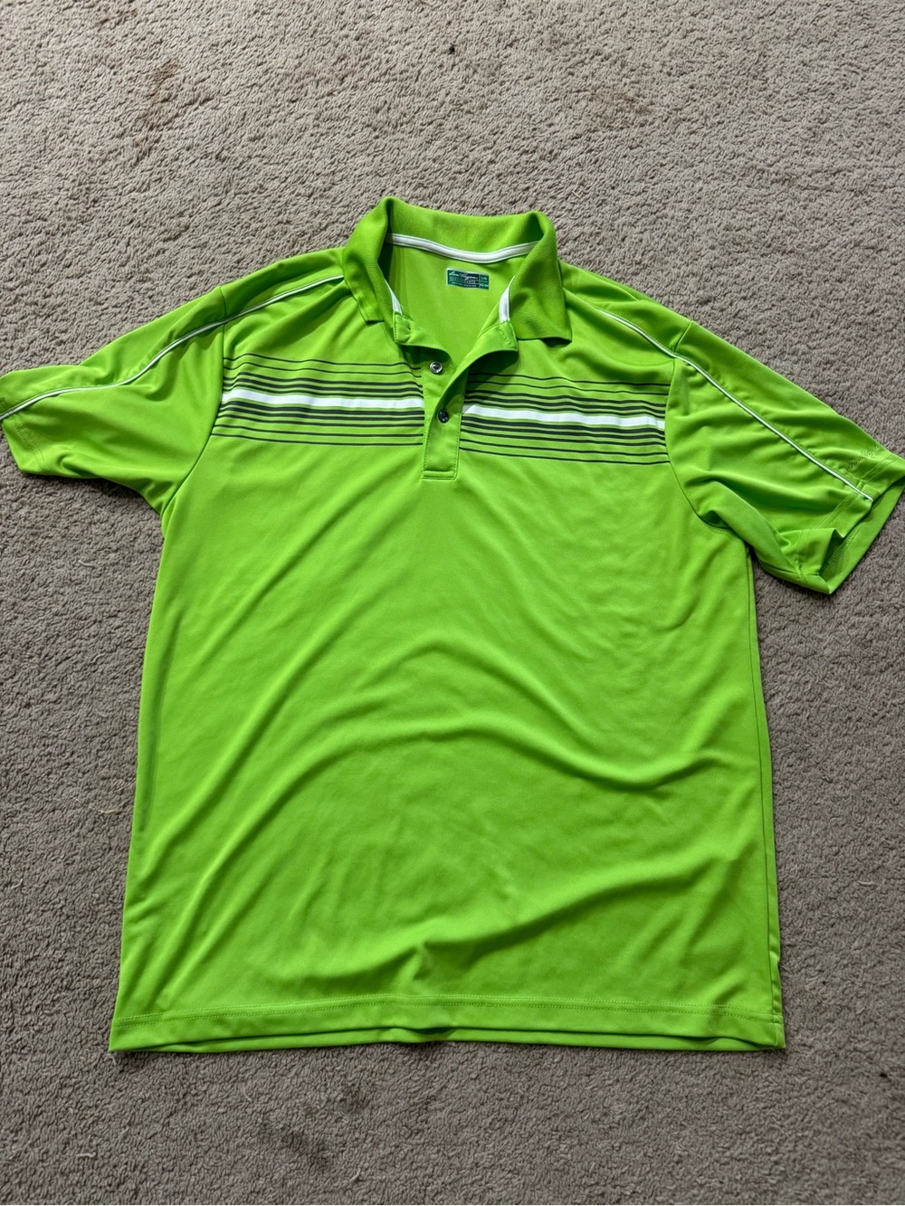 Hogan Men's Bright Lime Green Striped Polo